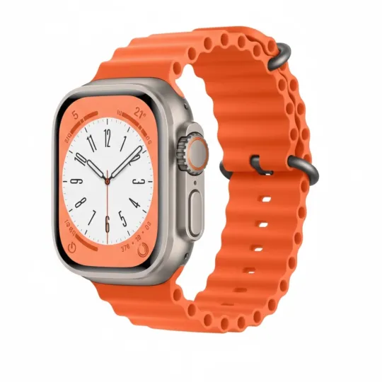 S10 Smart Watch – Silver Dial with 3 Interchangeable Straps (Black, Grey & Orange)